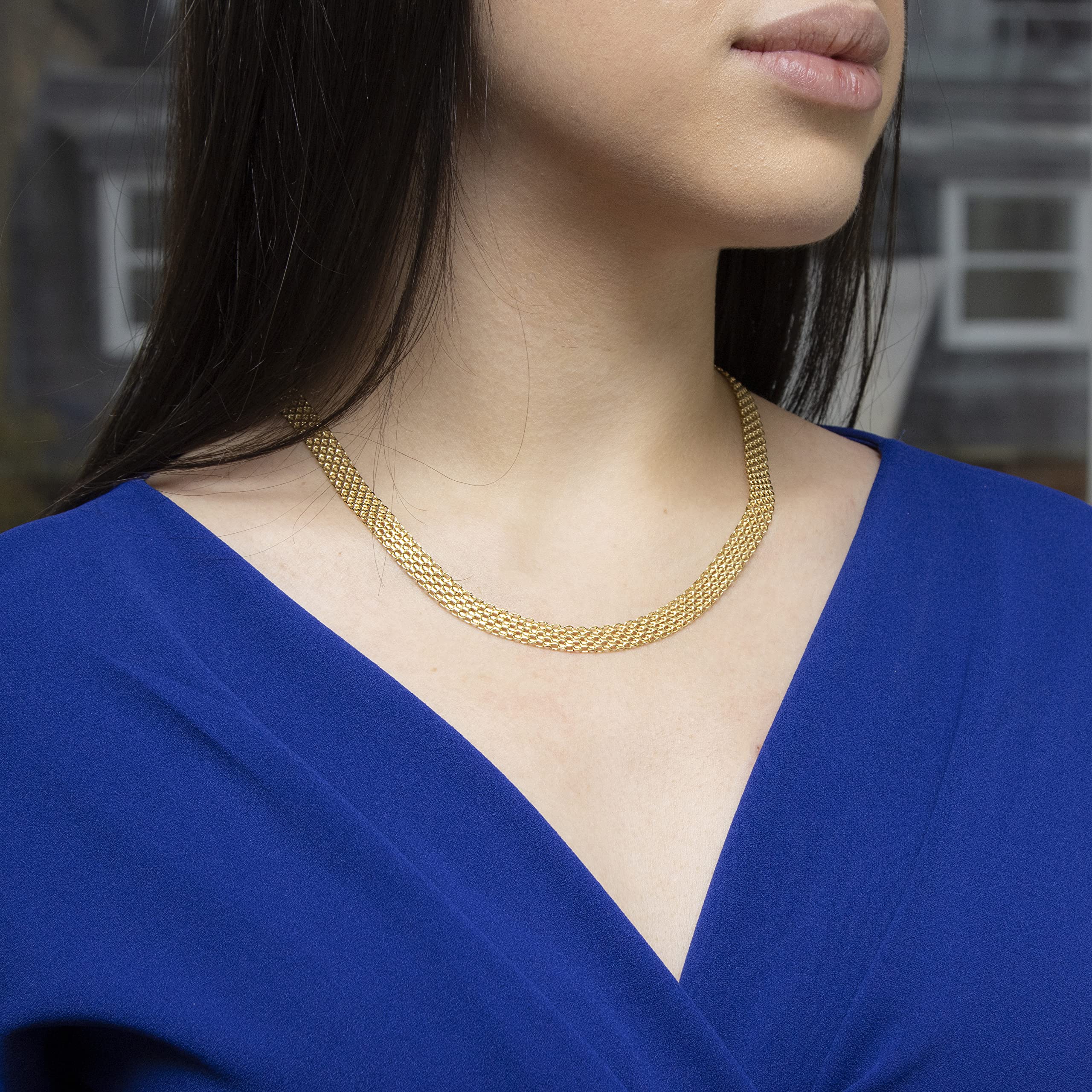 CARISSIMA Collana da Donna in Oro Giallo 9 ct con Catena Bismark di 46 cm/18 Pollici