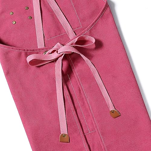 Miniatura 6 de AFUN Delantales de chef para hombres y mujeres con bolsillos grandes, lona de algodón con espalda cruzada, delantal de trabajo ajustable resistente,