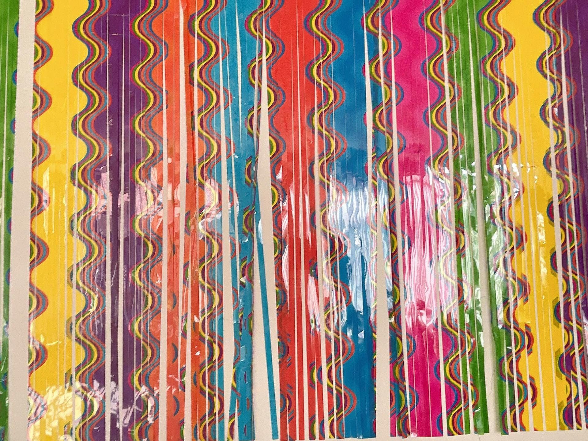 275 x 75 cm, 20 sztuk, kolory tęczy, hawajska spódnica stołowa, folia metalowa, frędzle, spódniczki stołowe z lametty, folia z lamety, girlanda na baby shower