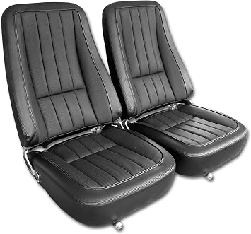 CA Vinyl Seat Covers W/Basketweave Inserts - Black - for 1968 C3 Corvette