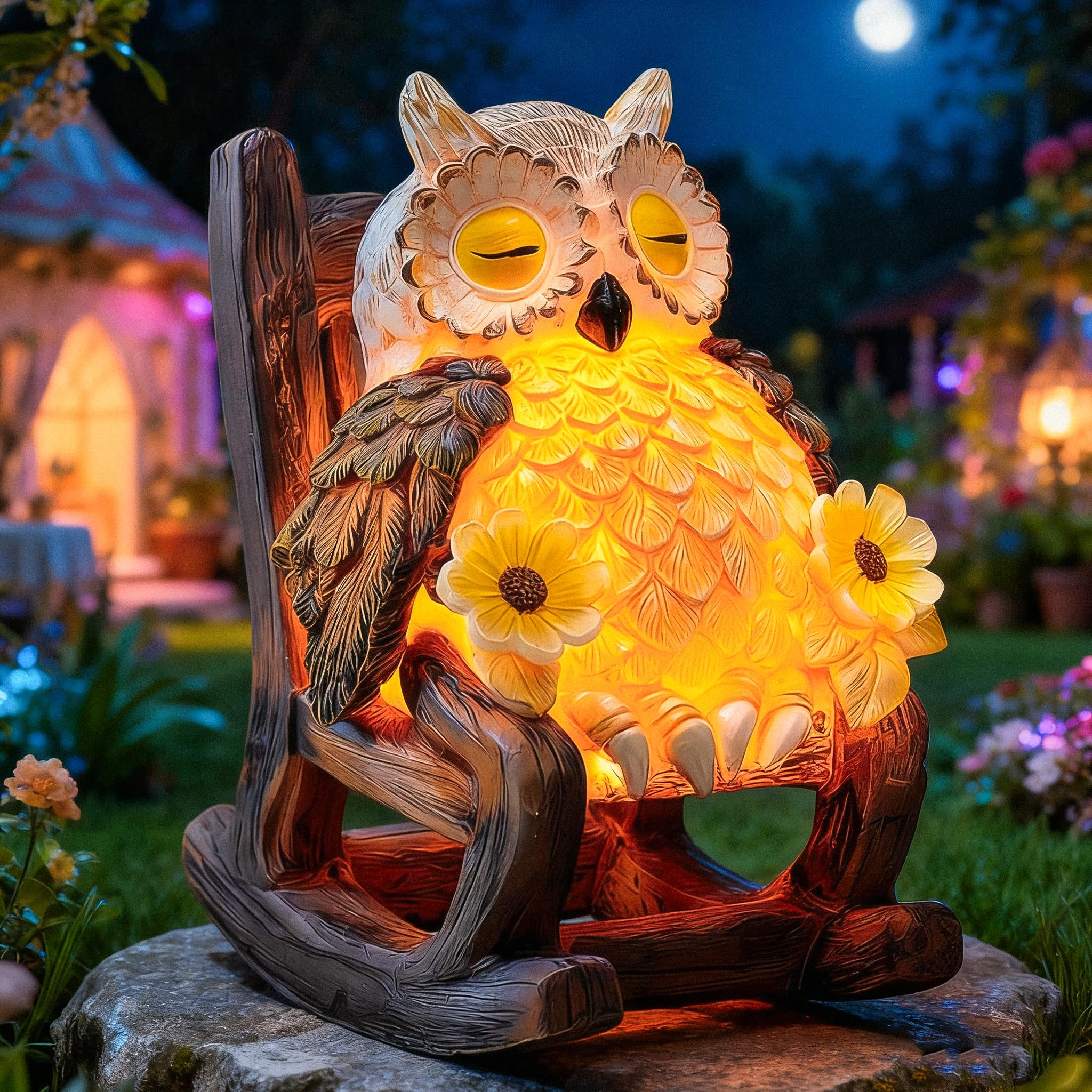 希少・非売品　TDG O.W.L. Award 記念オブジェ　ライトアップ機能付 LIULO TOOL Garden Gift for Mom Grandma, LED Solar Owl on Chair