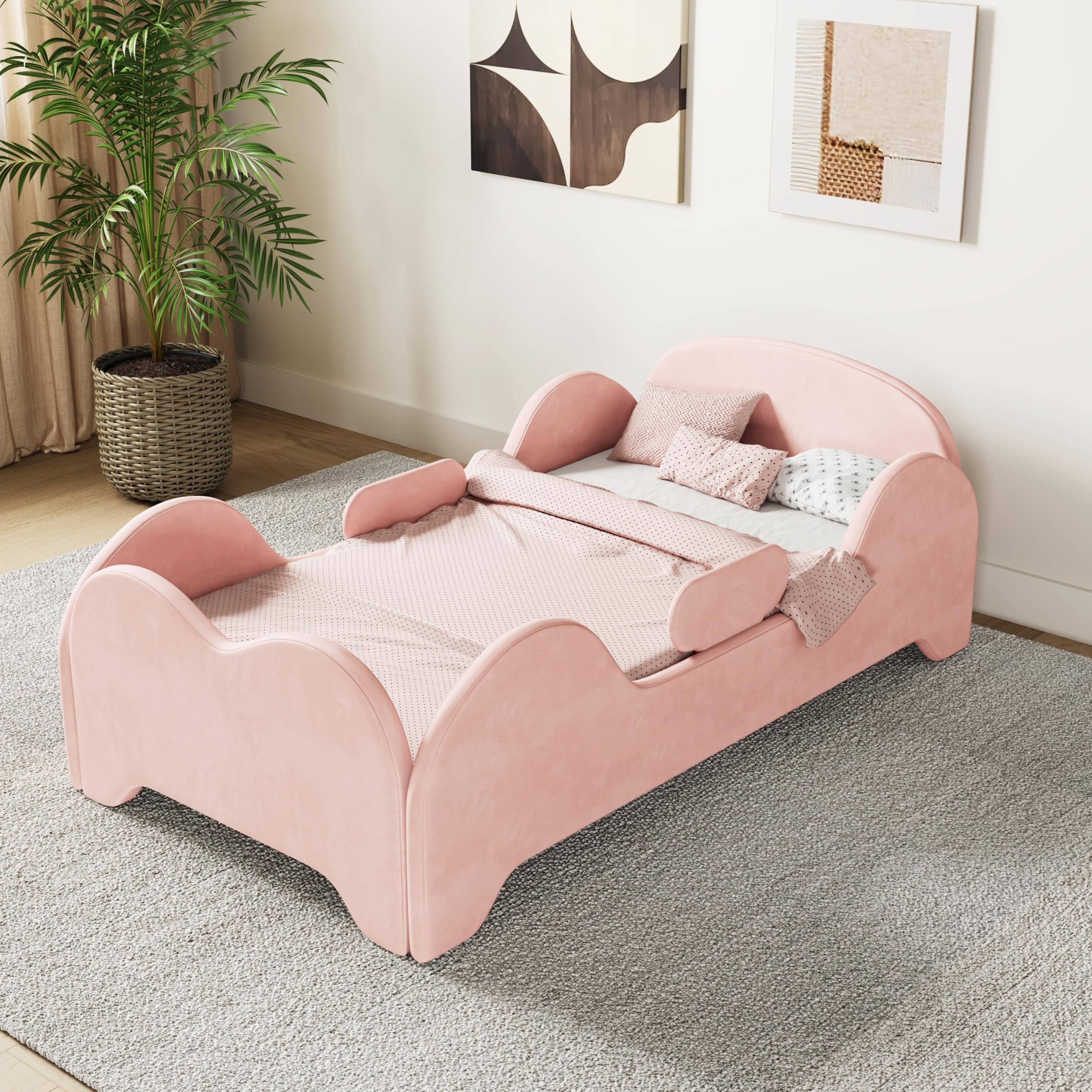 allamazing Toddler Floor Bed with Extra Safety Board in Pink