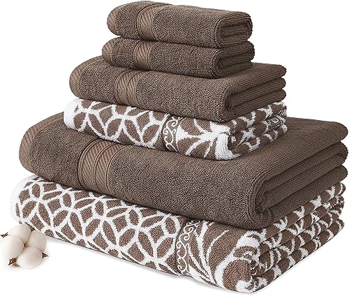 Miniatura 23 de Modern Threads Ophelia - Juego de 6 toallas de 100 % algodón, hilo reversible teñido jacquard y sólido, incluye 2 toallas de baño, 2 toallas