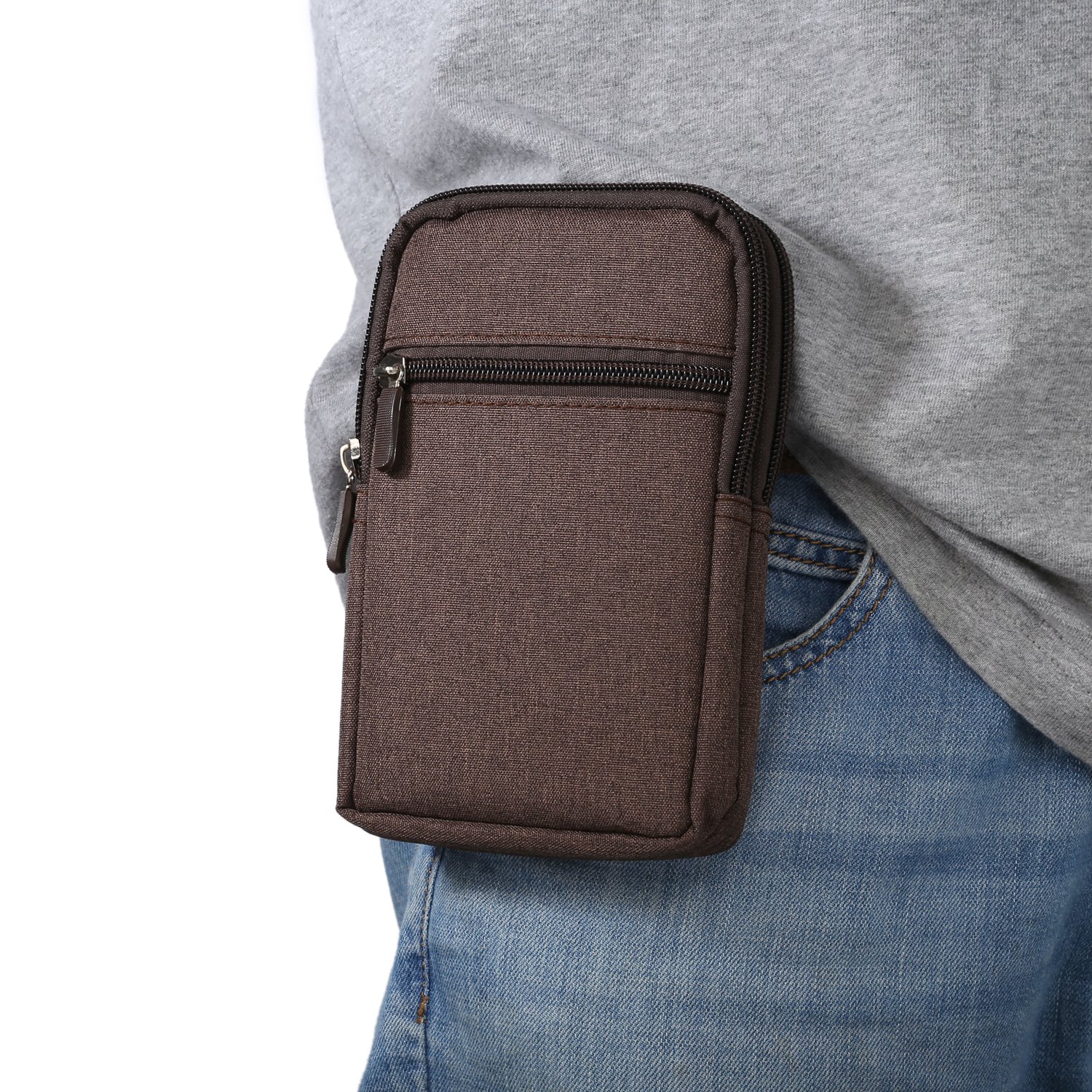 Uomo Custodia per Cellulare da Cintura, Fondina Porta Cellulare Uomo, Verticale Marsupio Cellulare da Cintura Sacchetto Porta Telefono da Cintura Portacarte Borsello da Cintura Uomo con Moschettone