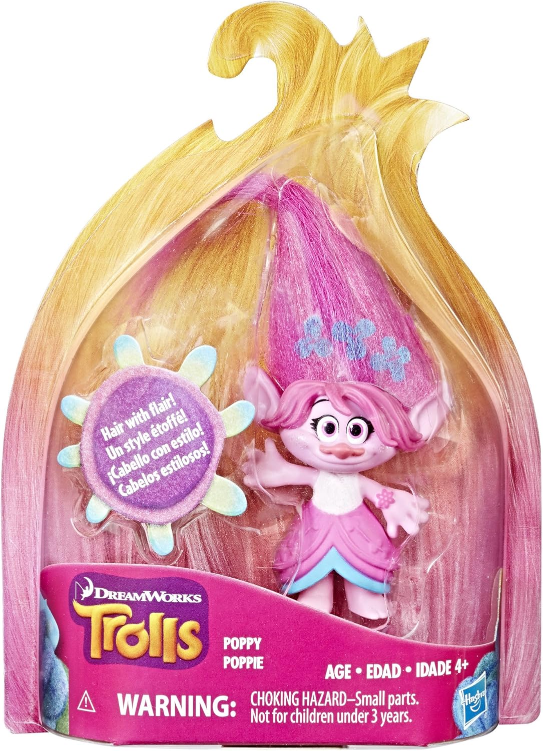 Trolls DreamWorks Poppy Hair Collectible Figure with Printed Hair