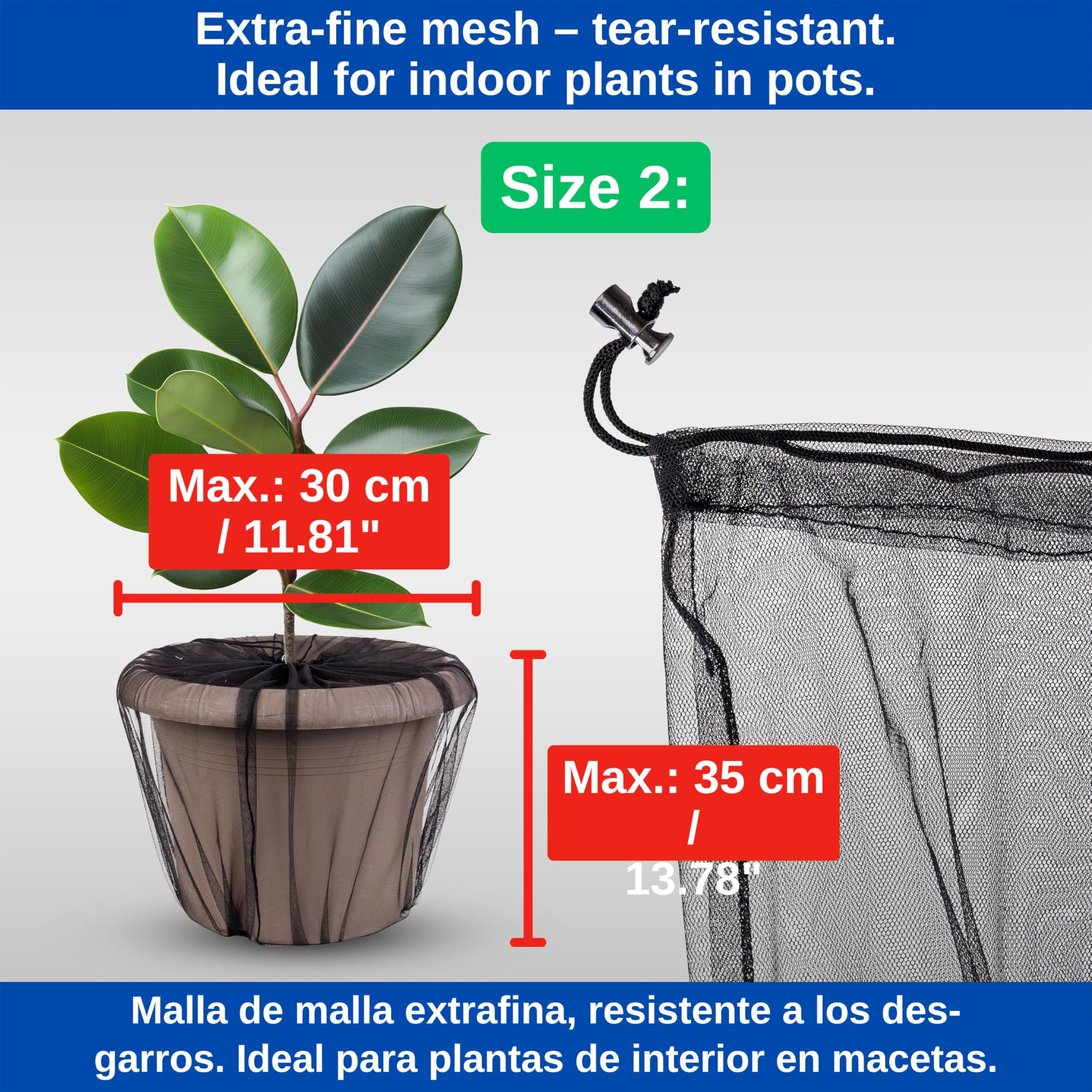 Sécurité Enfants pour Plantes d'intérieur, 2 pcs, pour Pots de Fleurs jusqu'à Ø 30 cm, en Nylon Noir, Filet de Protection des Plantes sécurité bébé Contre la Terre, Les Engrais