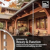 Vista 2 de Rain Chains Direct - Cadena de lluvia de barril - 8.5 pies - Aluminio fresado duradero - Cadenas de lluvia premium para canaletas