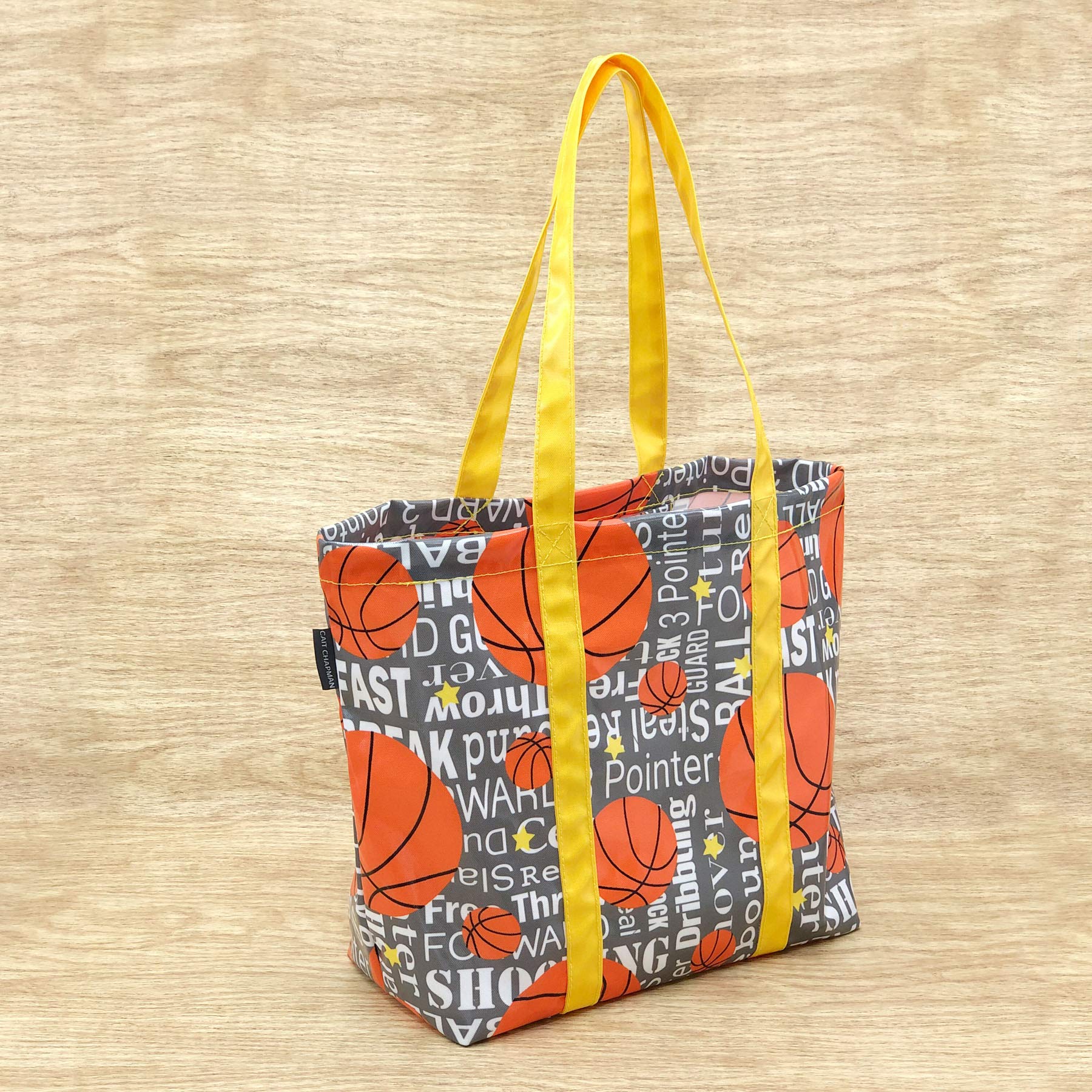 CAIT CHAPMAN HOME COLLECTIONPassion for Basketball Collection 19"x13"x7" Expandable Foldable Stylish Tote Bag