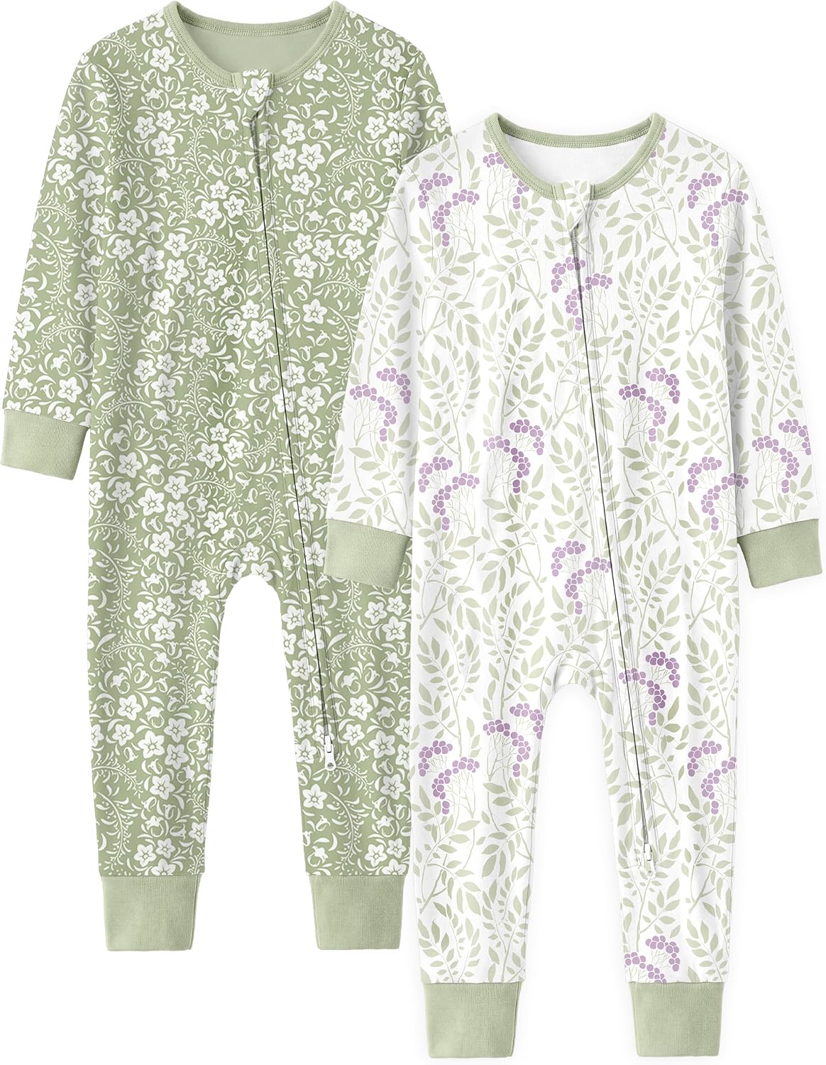 Unnivoll Toddler Pajamas 100% Cotton Footless Baby Pajamas Baby Boy Girl Clothes Snug Fit 2 Pack
