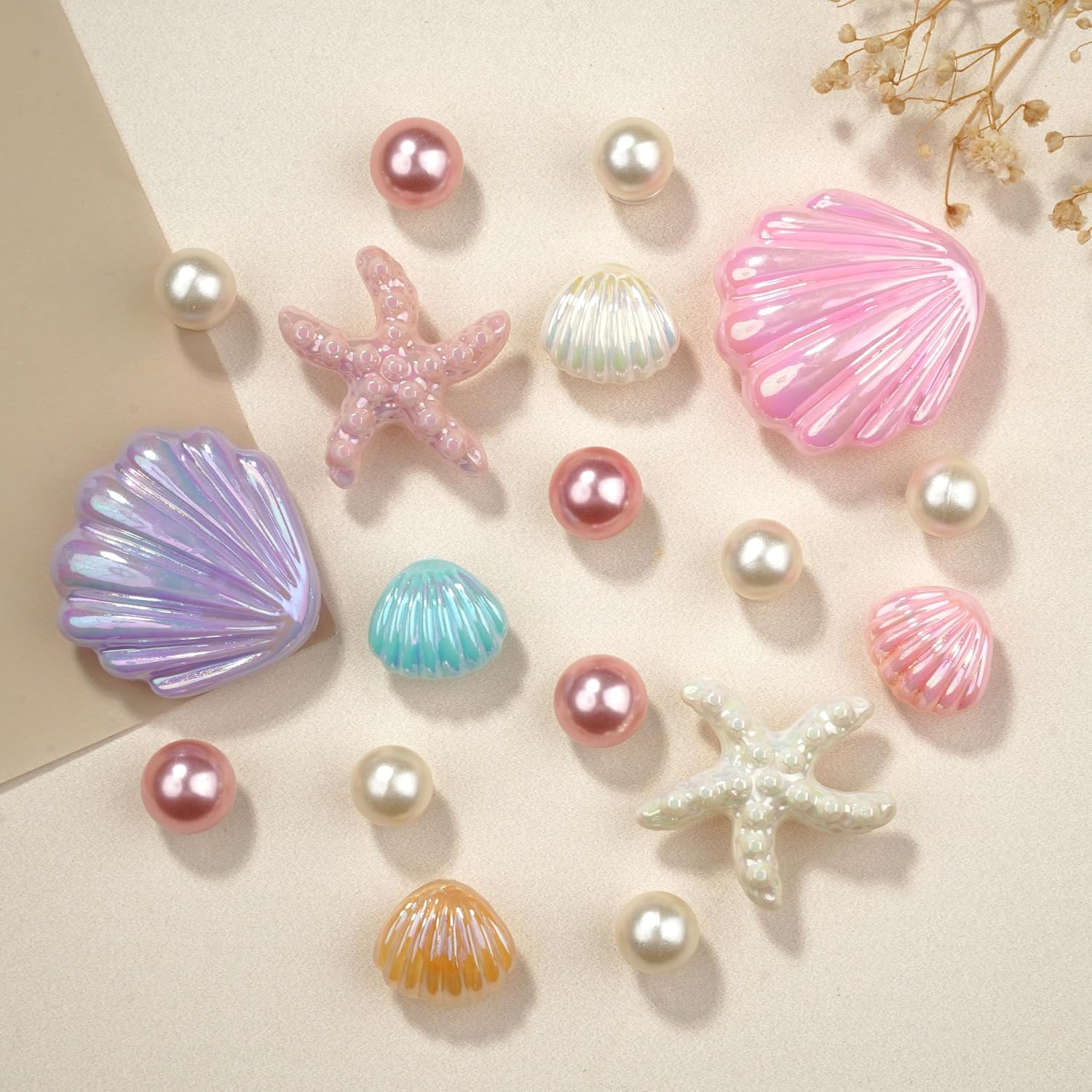 18 PCS Crystal Pearl Starfish Shoe Charms, Seashell Charms for Shoes, Wristbands, Sandals, Bracelets, Bags, Gifts for Birthday, Holidays and Special Occasions