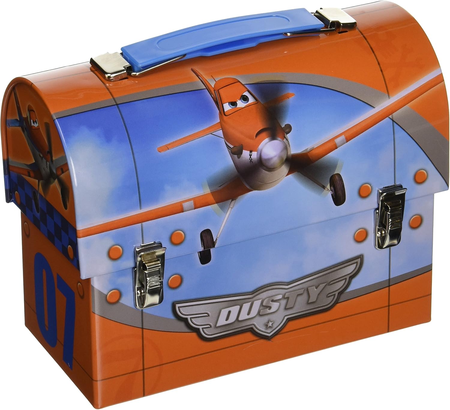 Amscan DisneyPlanes 2 Birthday Party Metal Lunch Box Favor, 5 1/8"H X 6 3/4"W X 3 1/4"D, Orange/Blue