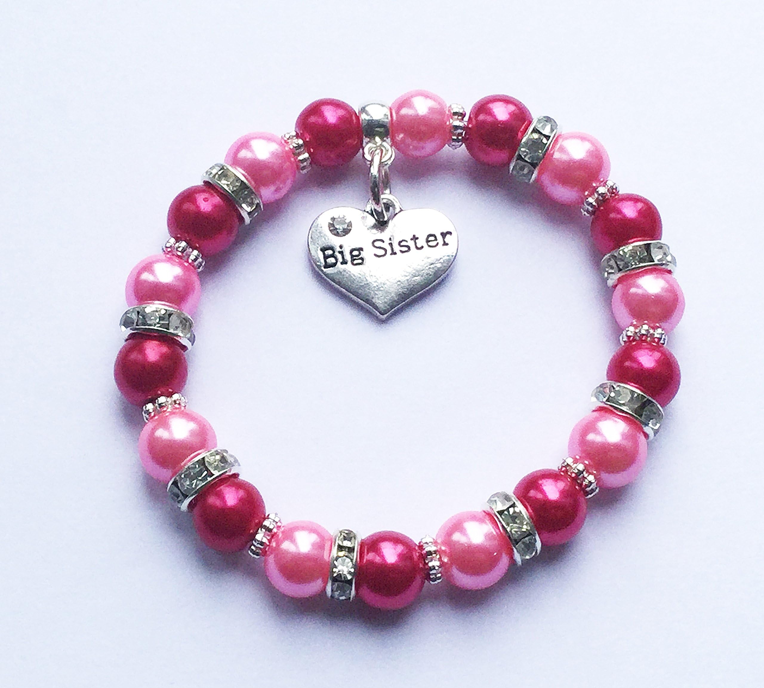 Gifts At Dawn Big Sister Bracelet with Big Sister Charm New Baby Sibling Gift Free Organza Bag (S - (14cm) Approx 3-5 Years)