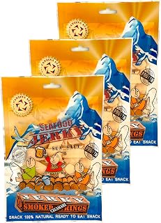 Cantina Star Smoked Rings Calamari Jerky 80g Pack of 3 - Wild Caught Seafood Snack No MSG Natural Ingredients