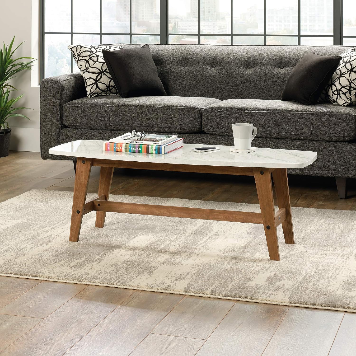Sauder Harvey Park Cocktail/Coffee Table, Fine Walnut finish
