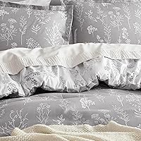 Vista 270 de Bedsure Juego de edredón de tamaño Queen, color lavanda, lindo, floral, regalo para mujer, 3 piezas, 1 suave edredón reversible con flores y 2