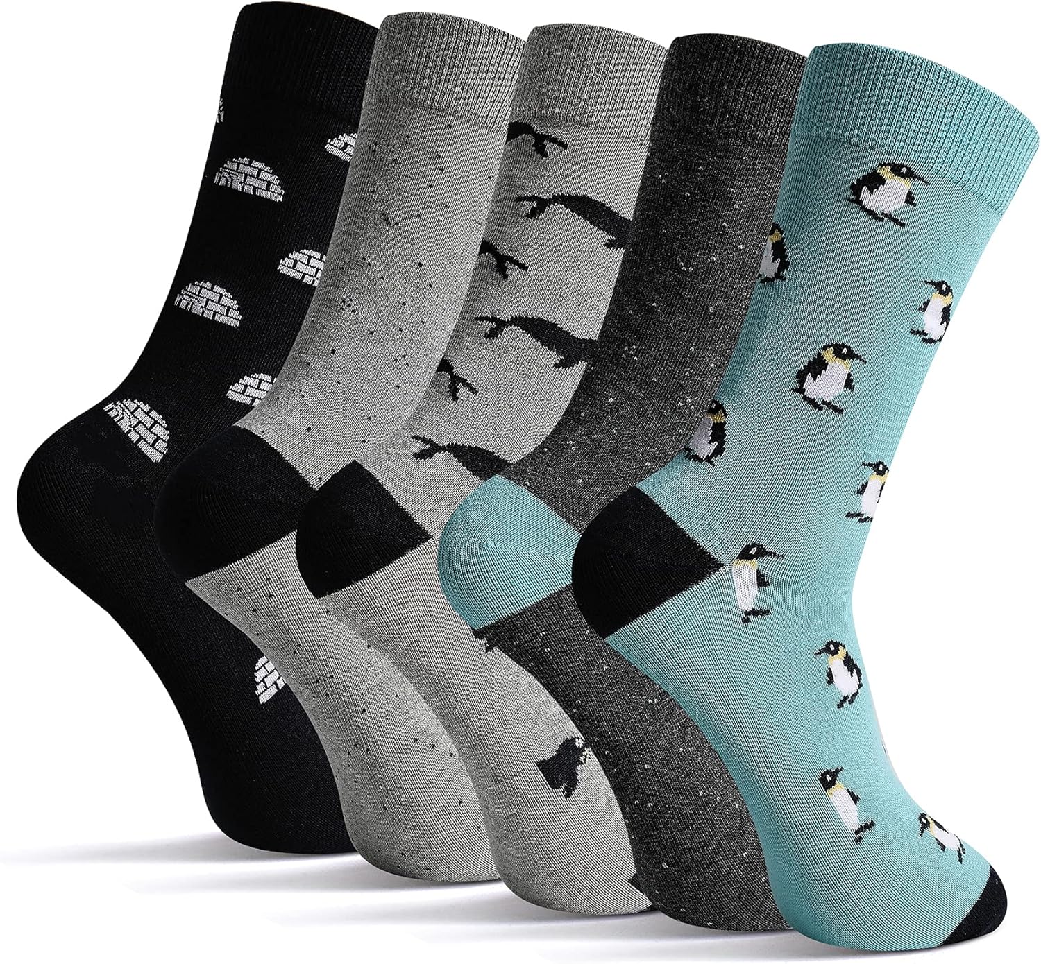 GLENMEARL Mens Dress Socks, 5 Pair Combed Cotton Colorful Patterned Funny Crew Socks for Men Comfort - Image 4