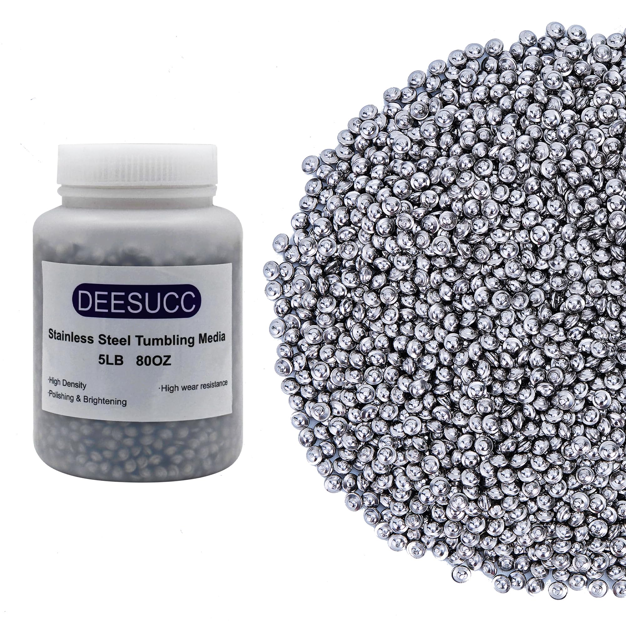 Deesucc 5LBS Stainless Steel Ballcone Tumbling Media for Jewelers Steel Shot Tumbler Finishing (Saucer-3/16 * 3/8")