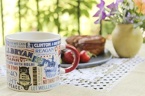 Miniatura 3 de Taza de café con eslogan presidencial, de "Tippecanoe and Tyler Too" a "Yes We Can", viene en una divertida caja de regalo, 12 onzas