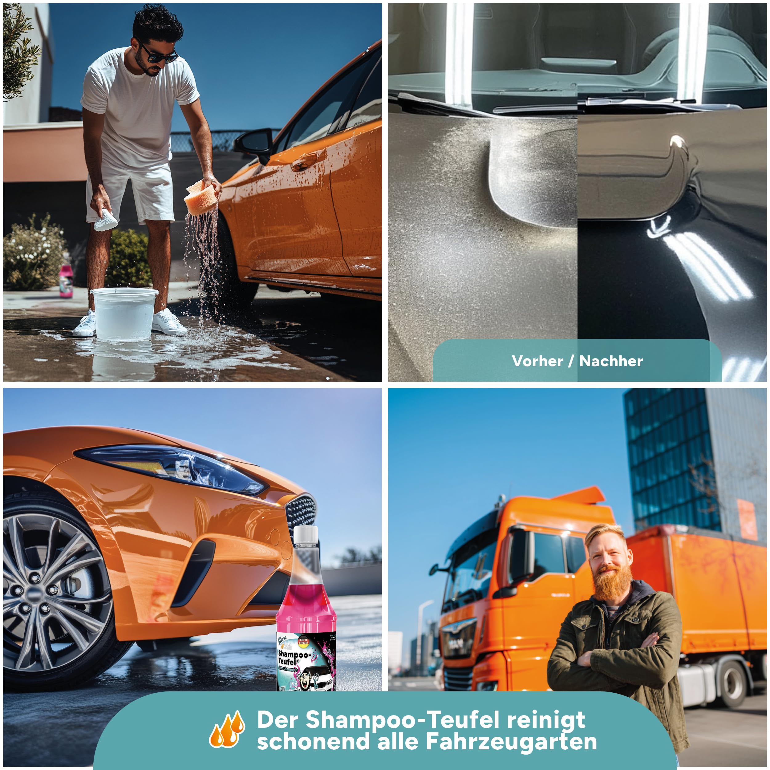 TUGA Chemie Shampoo-Teufel Autoshampoo Konzentrat Lackschonend 5L Kanister | Auto Shampoo für Glanz & Pflege, Für Handwäsche & Schaumlanze, Made in Germany