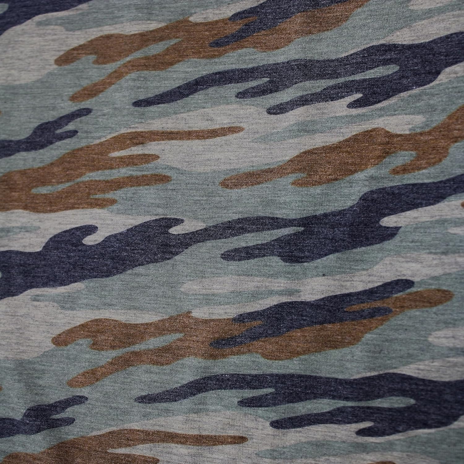 Stylish FABRIC 60" Wide Printed Poly Rayon Spandex Jersey Knit Fabric by The Yard – 155 GSM, Lightweight, Breathable, 2-Way Stretch for Apparel, Dresses, Baby Clothes & DIY, Army Green Brown 5 Yards