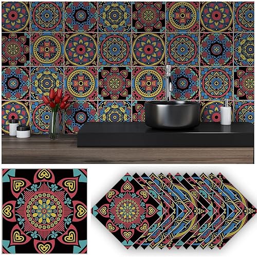 Miniatura 11 de Lukery Azulejos de despegar y pegar, impermeables, para azulejos de cocina, azulejos autoadhesivos, azulejos de PVC, azulejos de pared, azulejos