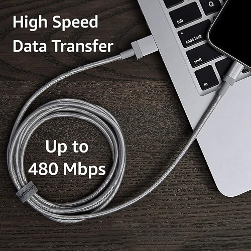 Miniatura 7 de Tienda Basics Cable de carga USB-A a Lightning, cable trenzado de nailon, cargador certificado MFi para Apple iPhone 14, 13, 12, 11 X Xs Pro, Pro