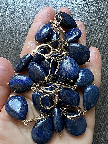 Miniatura 4 de 14k Gold fill Natural Genuine royal blue Lapis Lazuli leverbacks earrings, gemstone jewelry