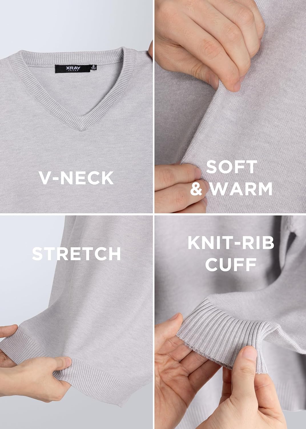 X RAY Boys School Uniform Sweater V-Neck (XS - XXL), Big Boys' & Little Kids Youth Long Sleeve V Neck Pullover Sweater - Image 2