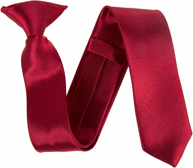 Slim 2" Satin Solid Colour Plain Safety Clip On Tie