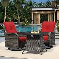 Vista 46 de Joyside Silla mecedora giratoria para exteriores para patio, mecedora de mimbre para exteriores con cojines de tela de olefina adecuada para porche