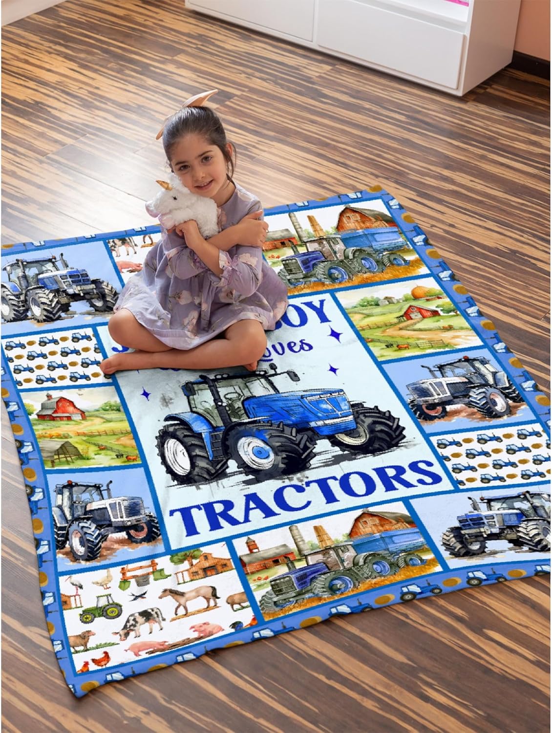 Tractor Farm Truck Blanket - Gifts for Boys, Kids, Adults Who Love Tractors - Super Warm Soft Throw for Bed, Camping, Sofa Decor - Trucks Car Lover Gift 40''x50''-S - Image 7