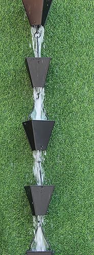 Miniatura 9 de KAM Home - Cadena de lluvia de copas cuadradas cónicas de bronce con kit de instalación (negro, 10)