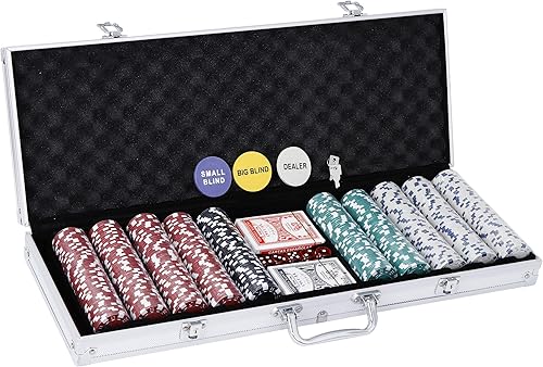 Miniatura 3 de Smartxchoices Juego de fichas de póquer de 500 piezas de 0.41 oz estilo dados, fichas de póquer de casino de arcilla con estuche de aluminio, dados
