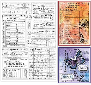 GLOBLELAND Retro Handwritten Ledger Clear Stamps for DIY Scrapbooking 8.3x11.7inch Vintage Words Background Silicone Clear Stamp Seals Transparent Stamps for Cards Making Journal Decoration