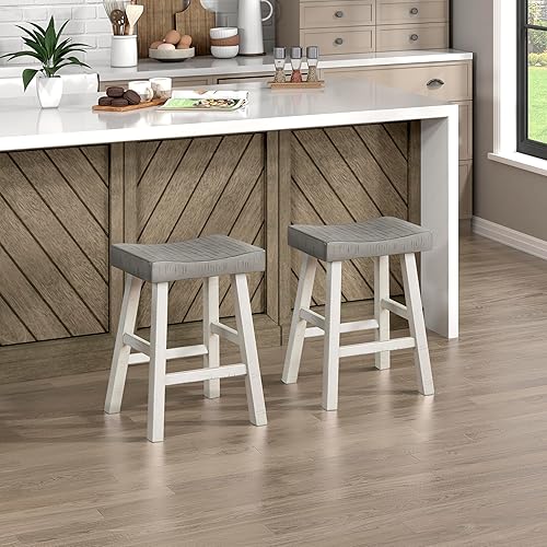 Lexicon Crawford Taburete de altura de mostrador (juego de 2), blancocafé