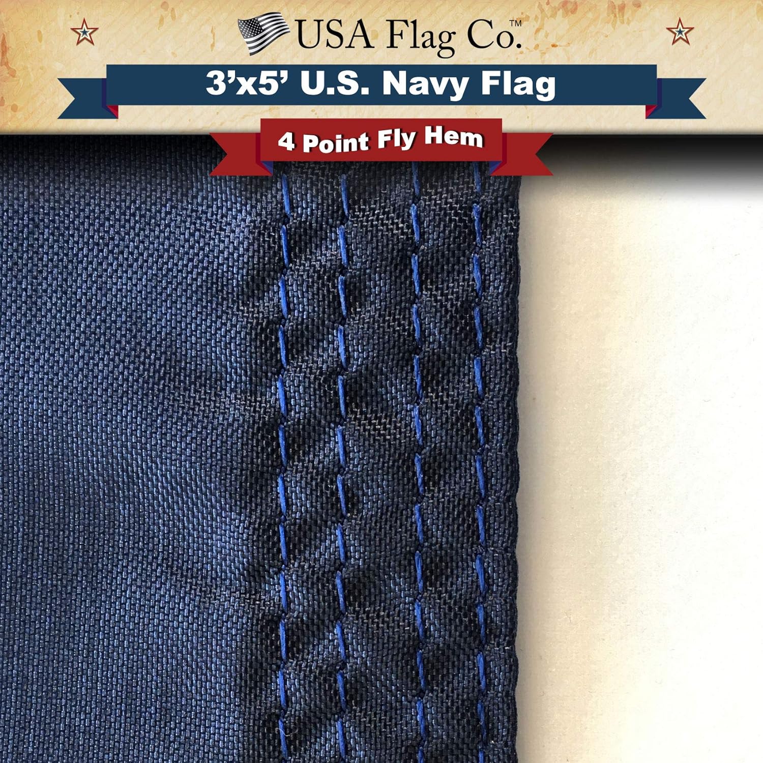 USA Flag Co. US Navy Flag 100% American Made: The Best 3x5 Outdoor Armed Forces Flag, Made in the United States of America