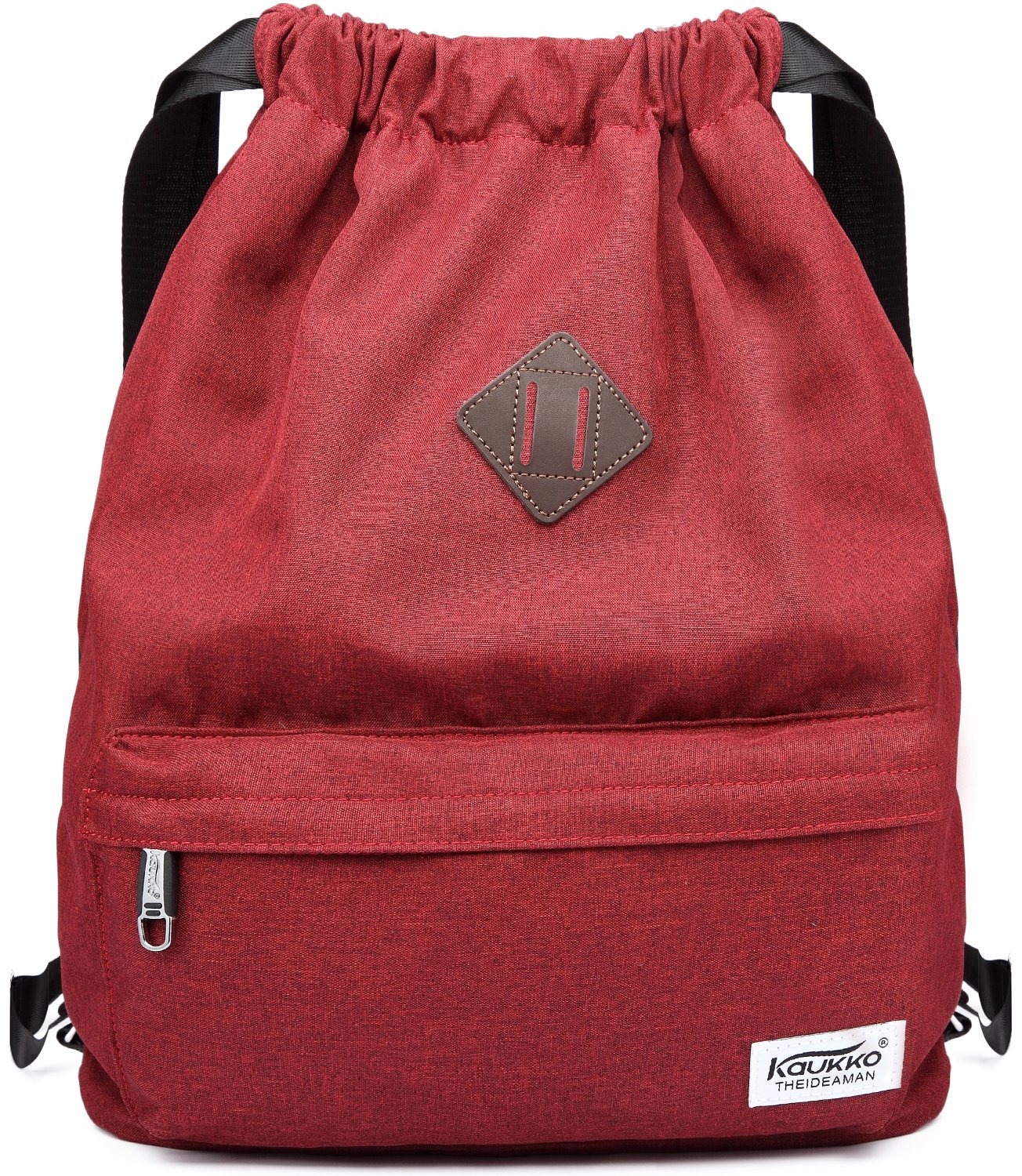 KAUKKO Bolsa de gimnasio de lona con cordón y bolsillo interior, mochila escolar, mochila deportiva de — view 14