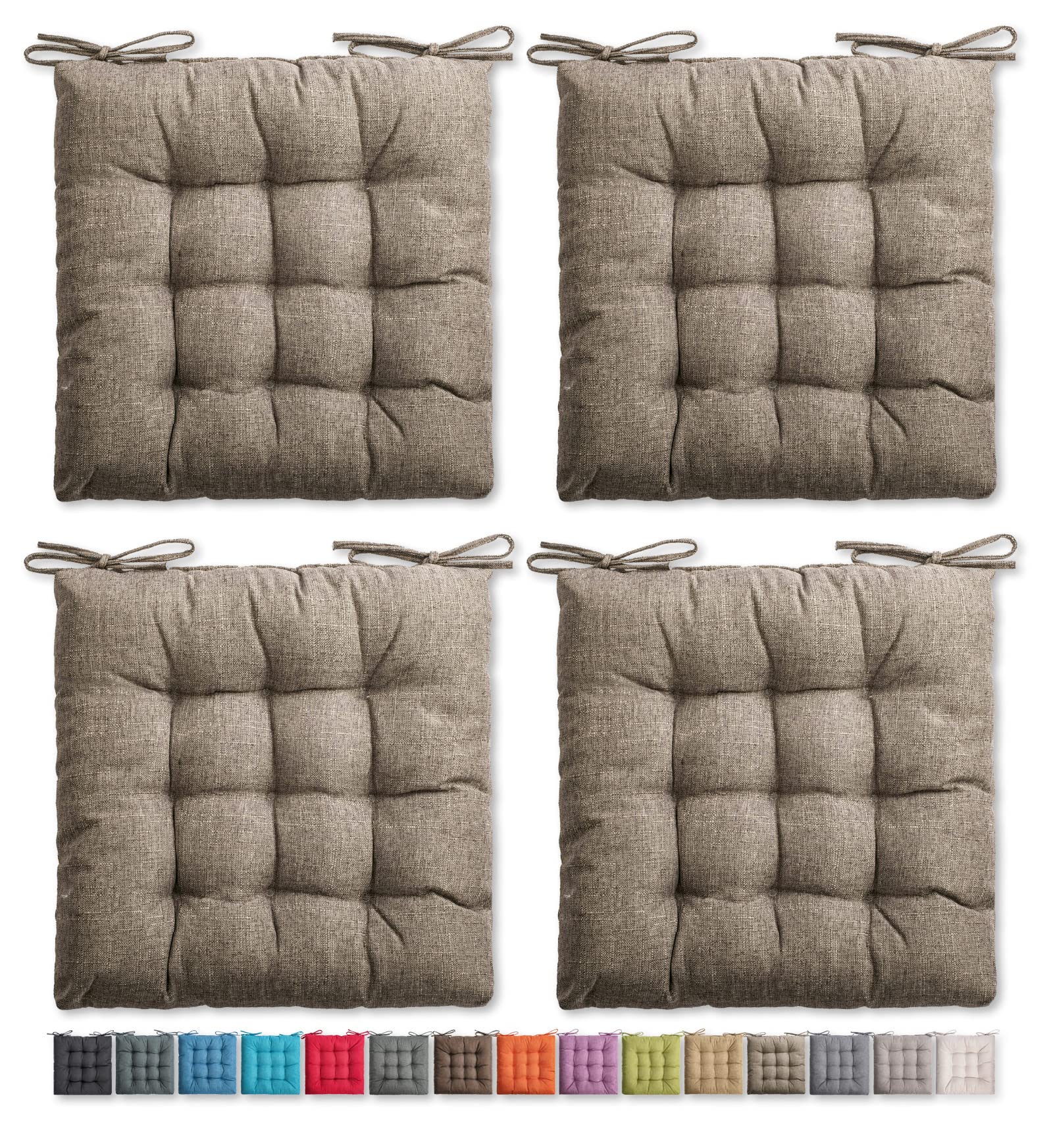 SQUARE MOON 4 Pack Chair Cushions, Seat Cushions, Chair Pads, Chair Mat for Indoor, Outdoor Dining Chairs, Kitchen Chairs, Dining Room Chairs (16" × 16" × 4 Pack, Coffee)