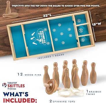 Carrom Skittles Game Large Board Games for Adults & Children Wooden Family Board Games for Family Night Indoor and Outdoor Games for Family