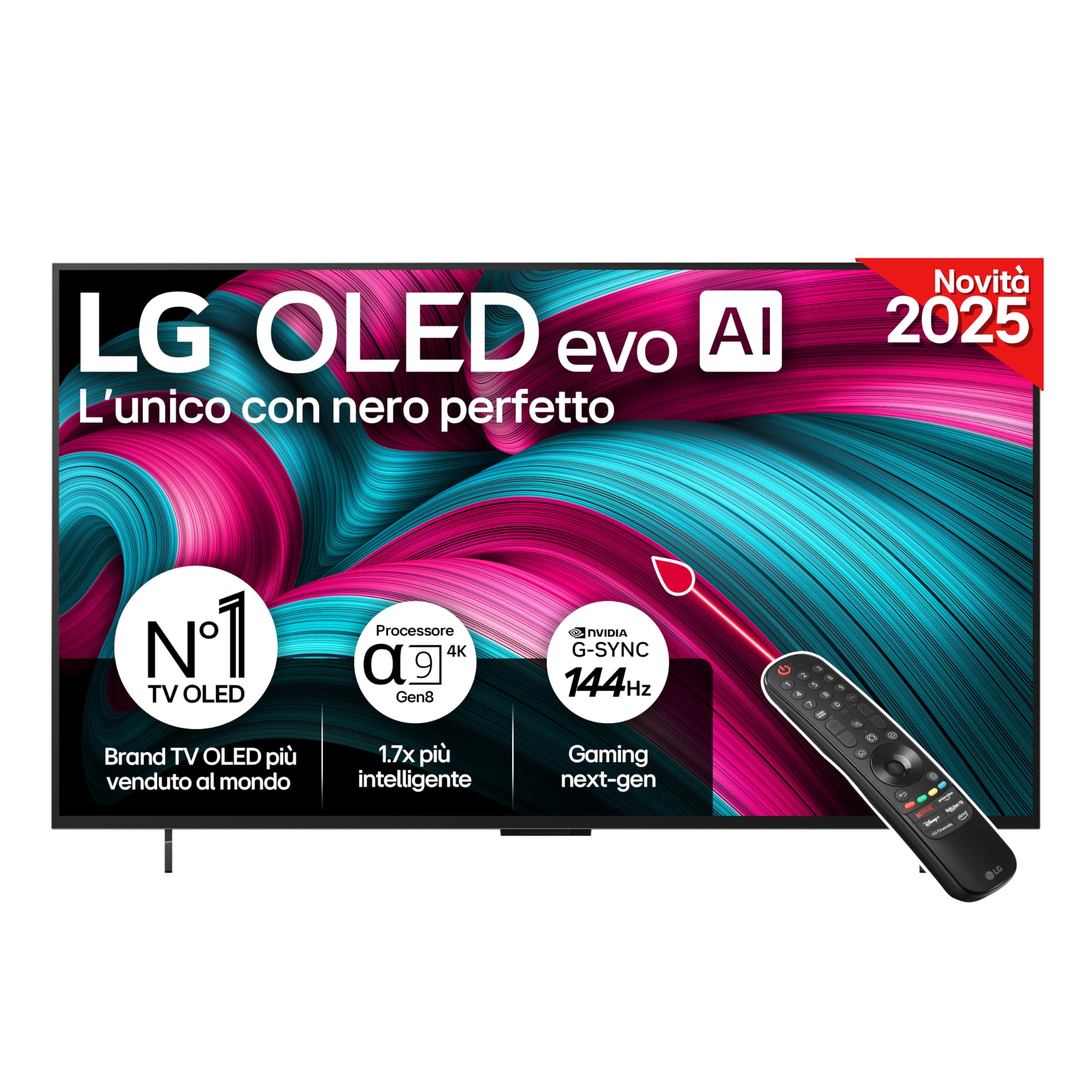 LG OLED evo AI C5 TV 42 pollici, Smart TV 4K, Processore α9 Gen8, webOS con AI, Dolby Vision e Atmos, Gaming con VRR e GSYNC 4K@144Hz, 4 HDMI 2.1, Alexa, OLED42C54LA 2025