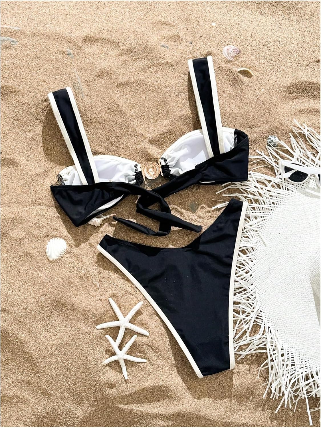 Floerns Women's Elegant High Cut Bikini Sets Cheeky Thong Brazilian Two Piece Bathing Suit