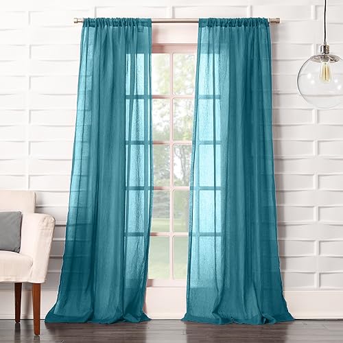 Sheer Teal Curtains Amazon Com