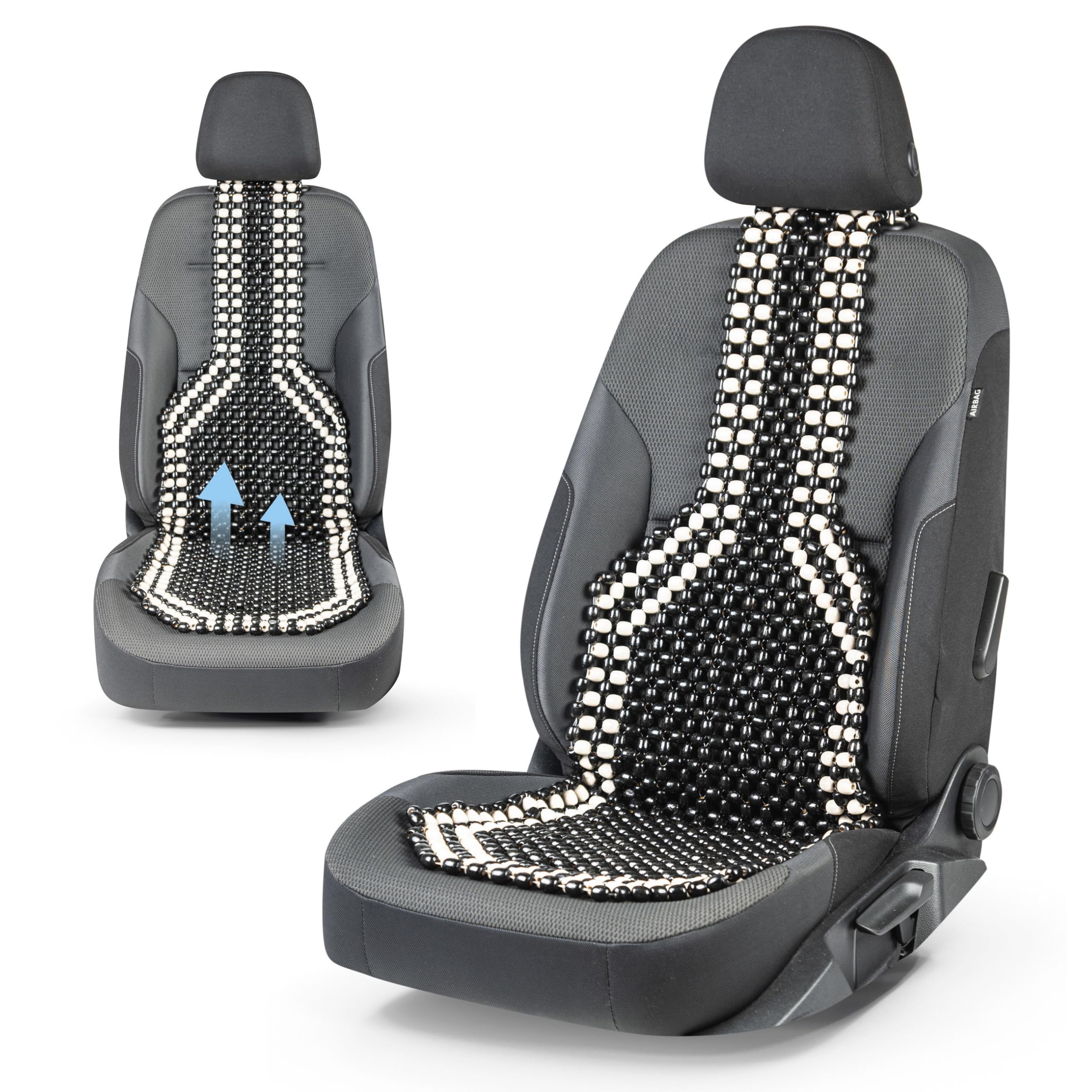 WALSER CarComfort coprisedile in perline di legno massaggiante universale nero/bianco