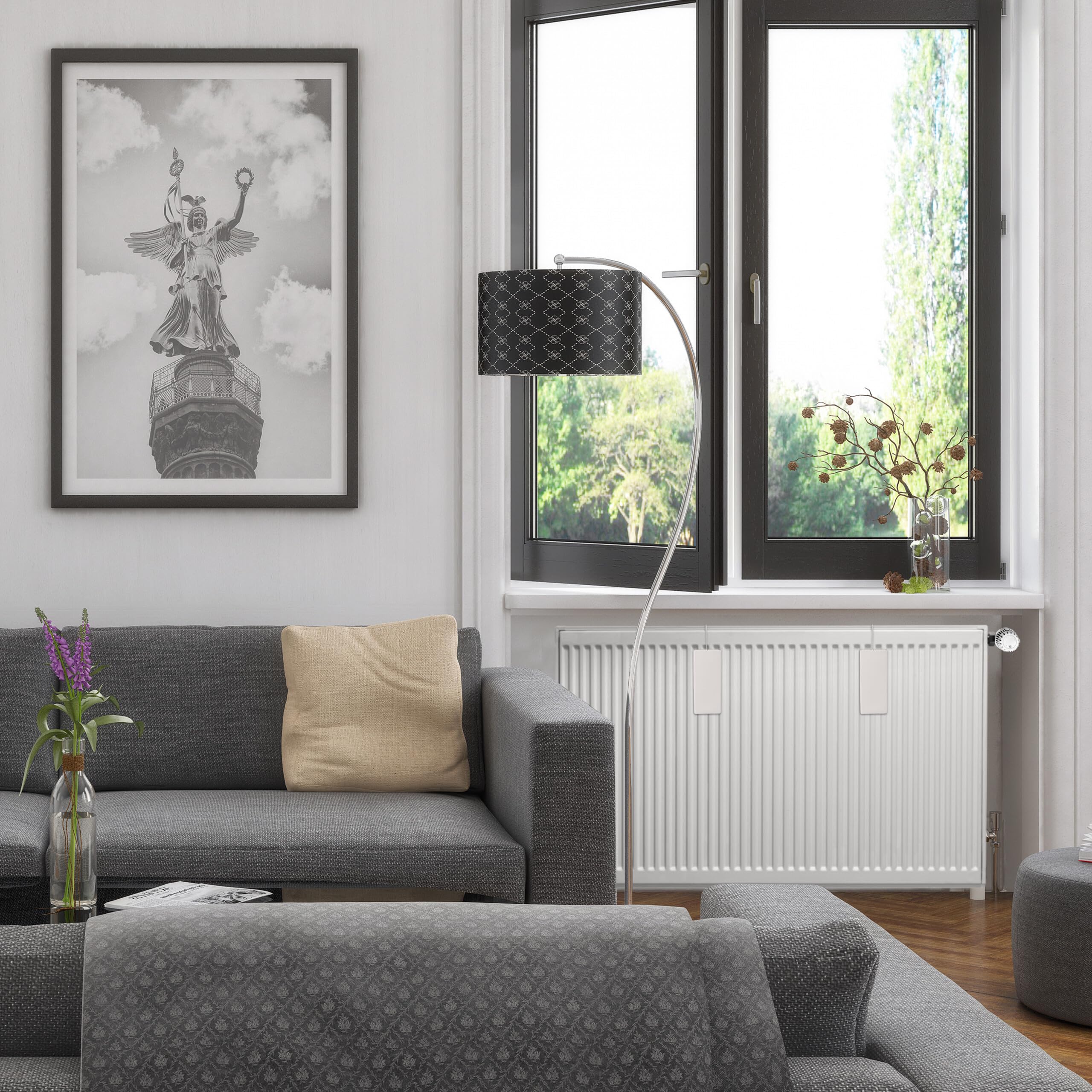 Relaxdays Umidificatore da Termosifone, Set da 6 Contenitore d'Acqua per Riscaldamento, da Appendere, in Ceramica, Crema
