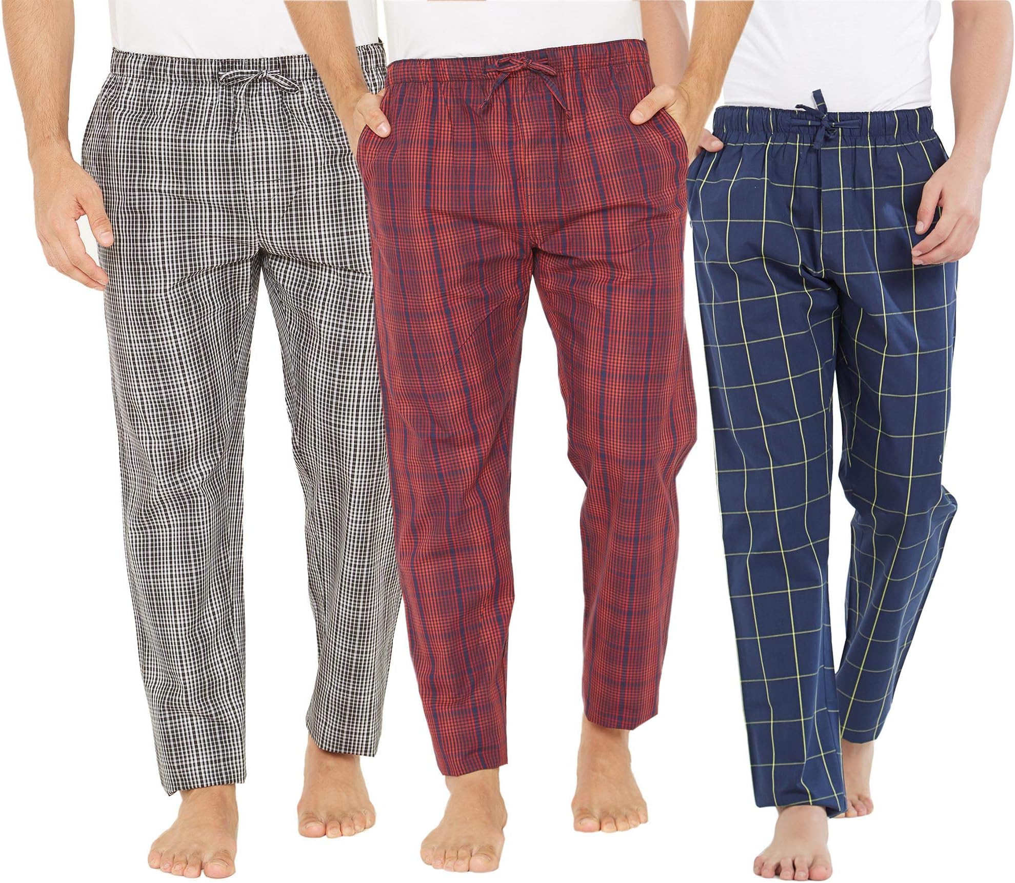 XYXX Men's Super Combed Cotton Checkered Checkmate Pyjamas | Elasticated Waist, Drawstring | Loungewear for Men