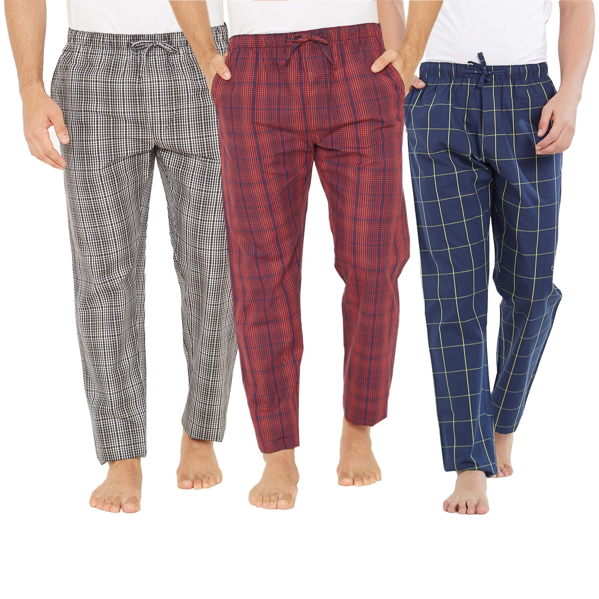 XYXX Men's Super Combed Cotton Checkered Checkmate Pyjamas | Elasticated Waist, Drawstring | Loungewear for Men
