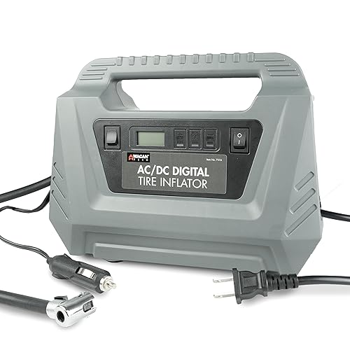 Wagan EL7316 Pantalla digital Dual AC DC 120V 12V Compresor de aire Inflador de neumáticos, Compresor de aire portátil para bomba de neumáticos de