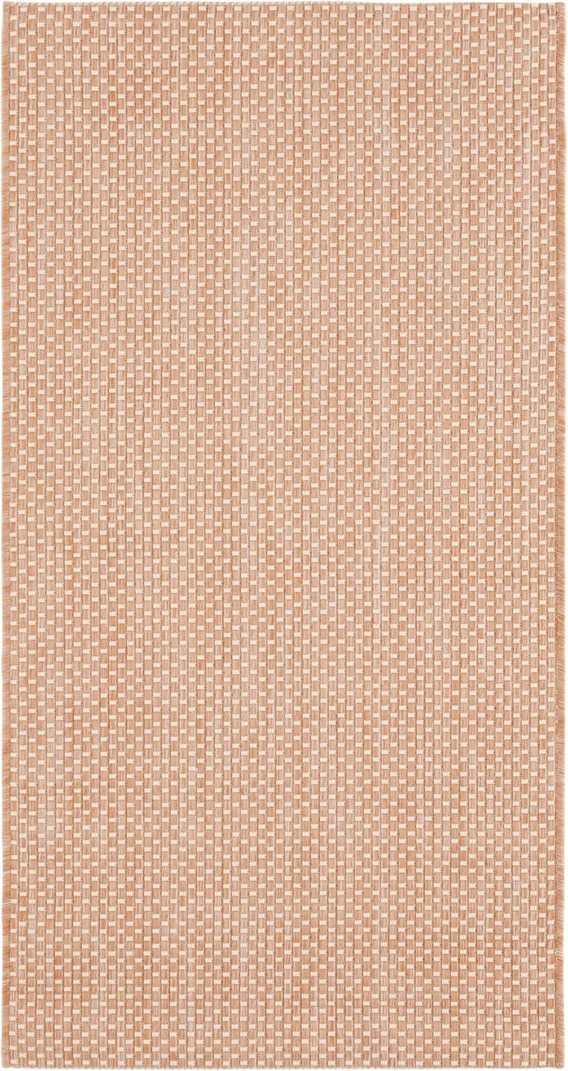 SAFAVIEH Washable Rug Outdoor Courtyard Collection - 2'7" x 5', Natural & Cream, Non-Shedding & Easy Cleaning, Ideal for Patio, Backyard, Mudroom (CY8521-03012)