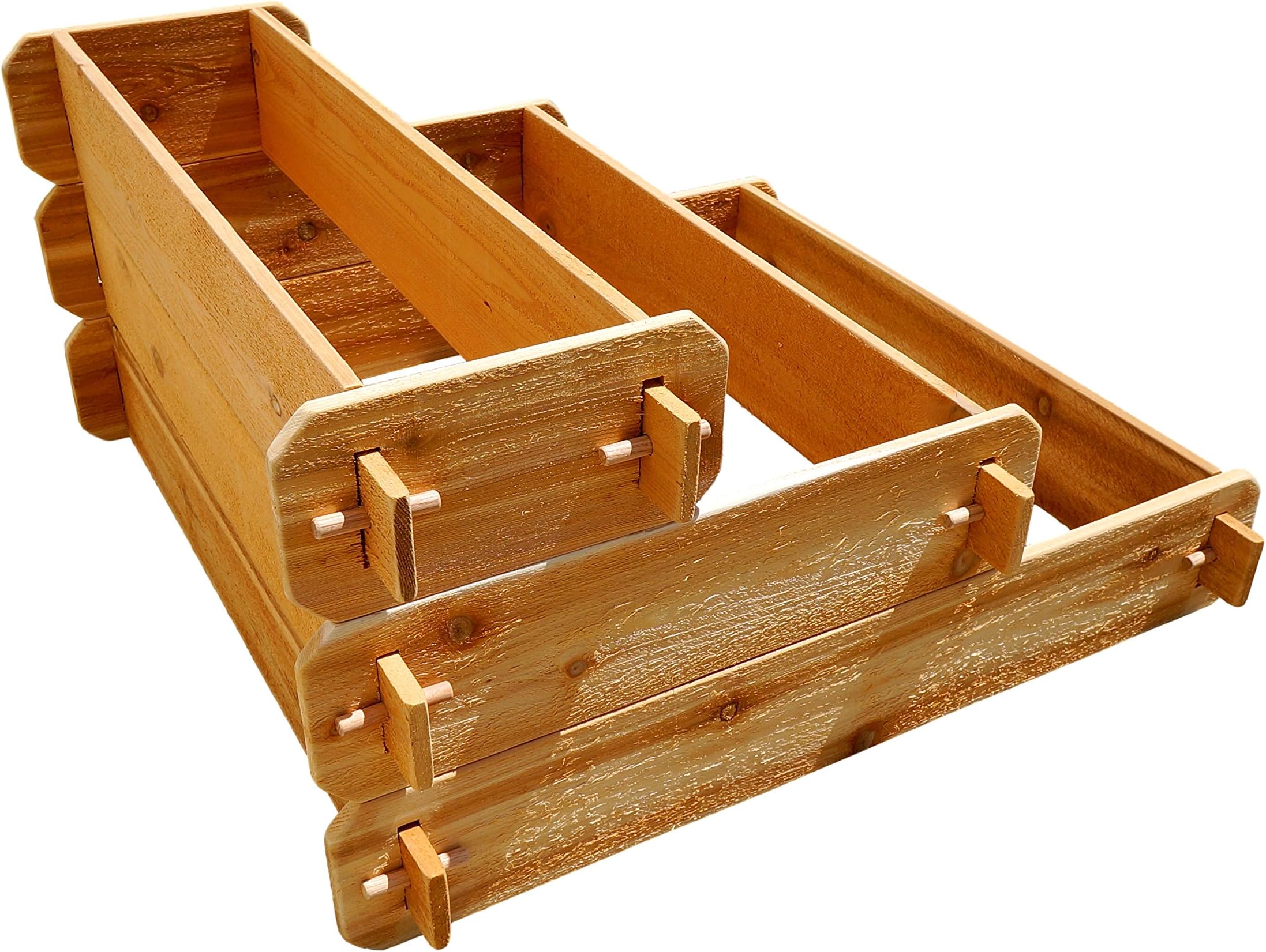 Timberlane Gardens Raised Bed Kit 3 Tiered (1x3 2x3 3x3) Western Red Cedar Elevated Planter with Mortise and Tenon Joinery 3 Feet x 3 Feet