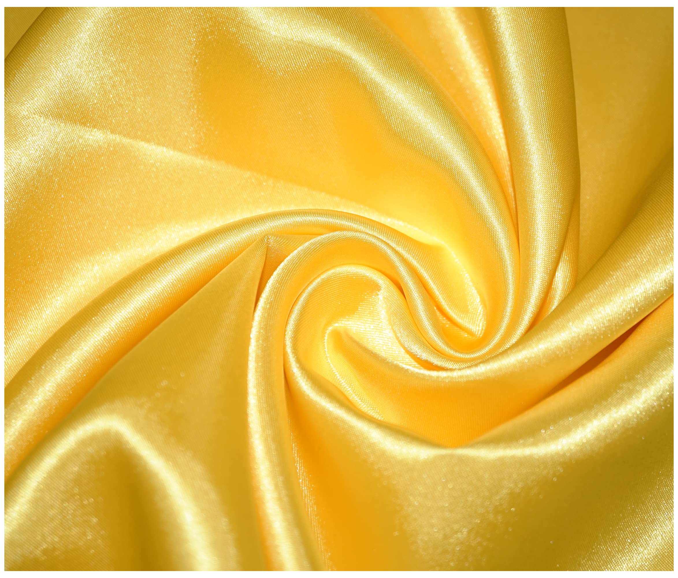 Thefabrictrade Yellow Silky Satin Polyester Fabric For Dressmaking Wedding Crafts Quilting Sewing 150Cm Wide (100 X 150Cm / 39" X 60", )